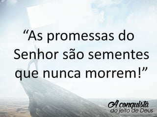 “As promessas do
Senhor são sementes
que nunca morrem!”
 