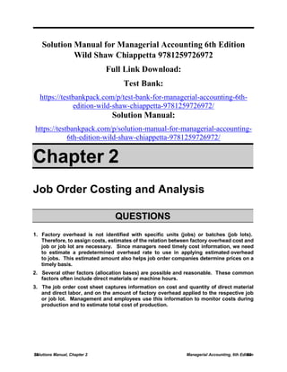 Solution Manual for Managerial Accounting 6th Edition Wild Shaw ...