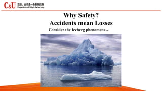 Why Safety?
Accidents mean Losses
Consider the Iceberg phenomena…
 