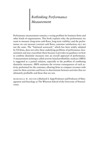 Rethinking performance measurement beyond the balanced scorecard 1st ...