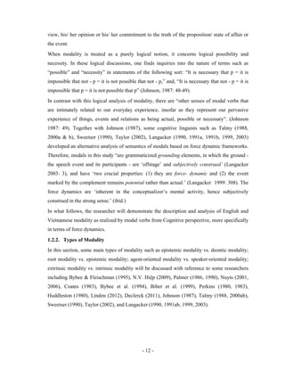 Modality in English and Vietnamese: A Cognitive Perspective = tính tình ...