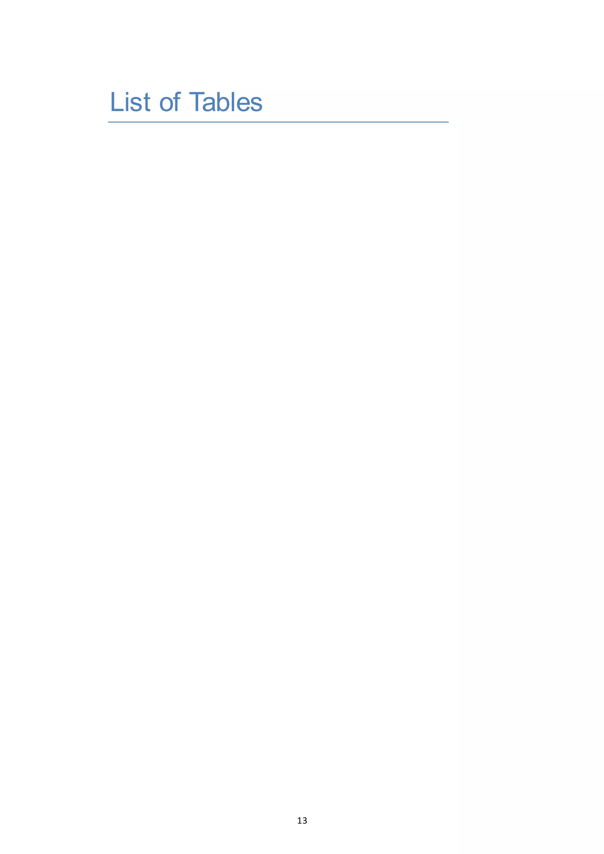 13
List of Tables
 