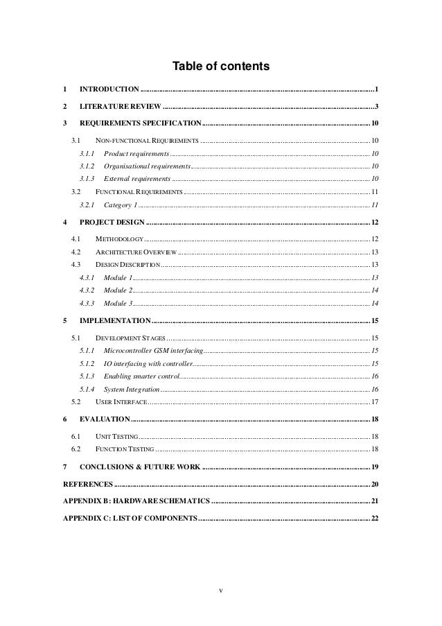 sle table of contents for project report year project report device using sms sle table of contents for project report year project report device using sms
