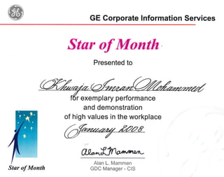 Star of Month - January 2008