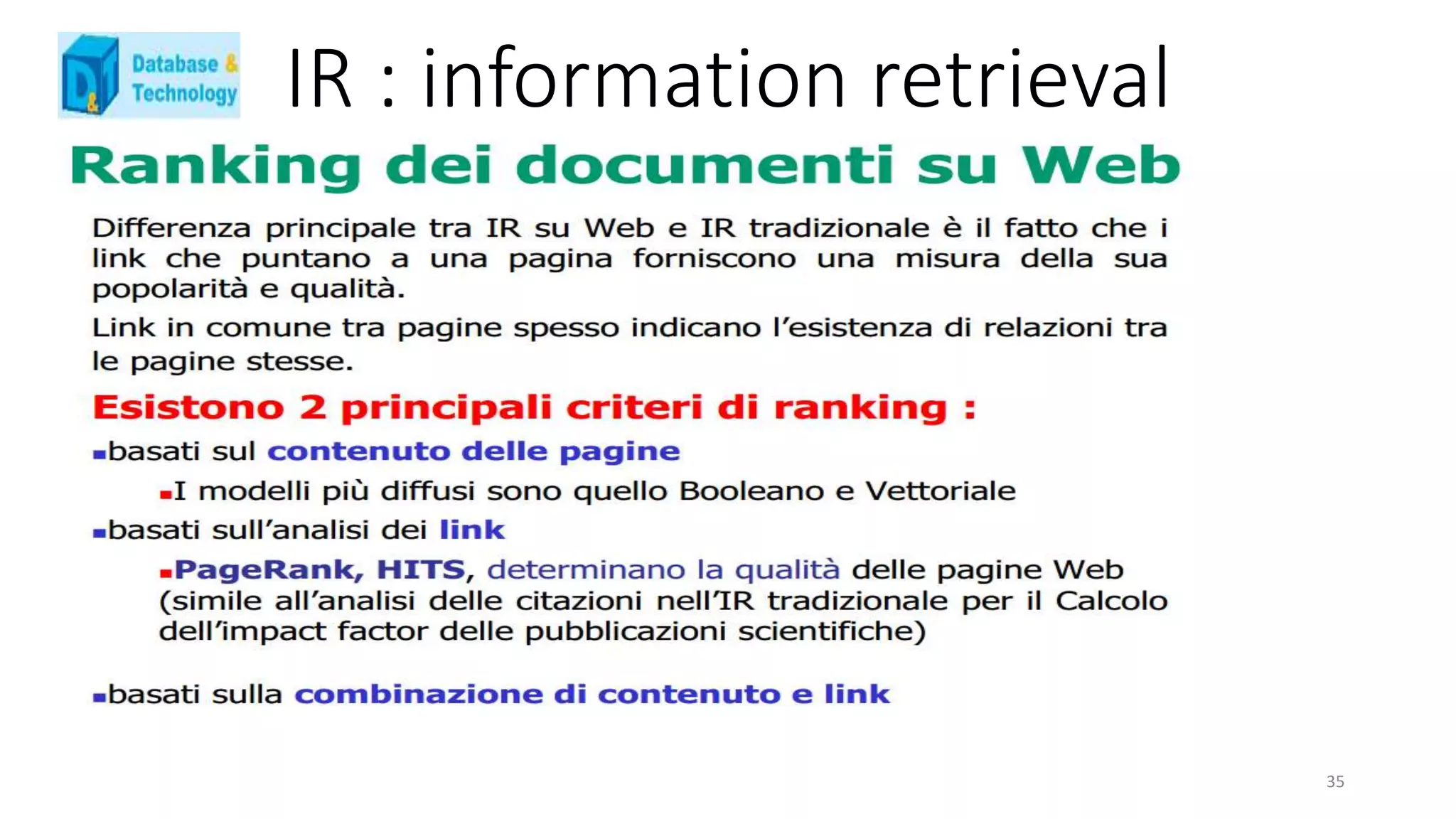 IR : information retrieval
35
 