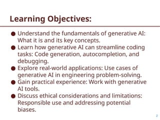 Genai Coding GenAI in Coding for Engineering students | PPTX