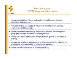 Tech Museum
STEM Program Outcomes
 