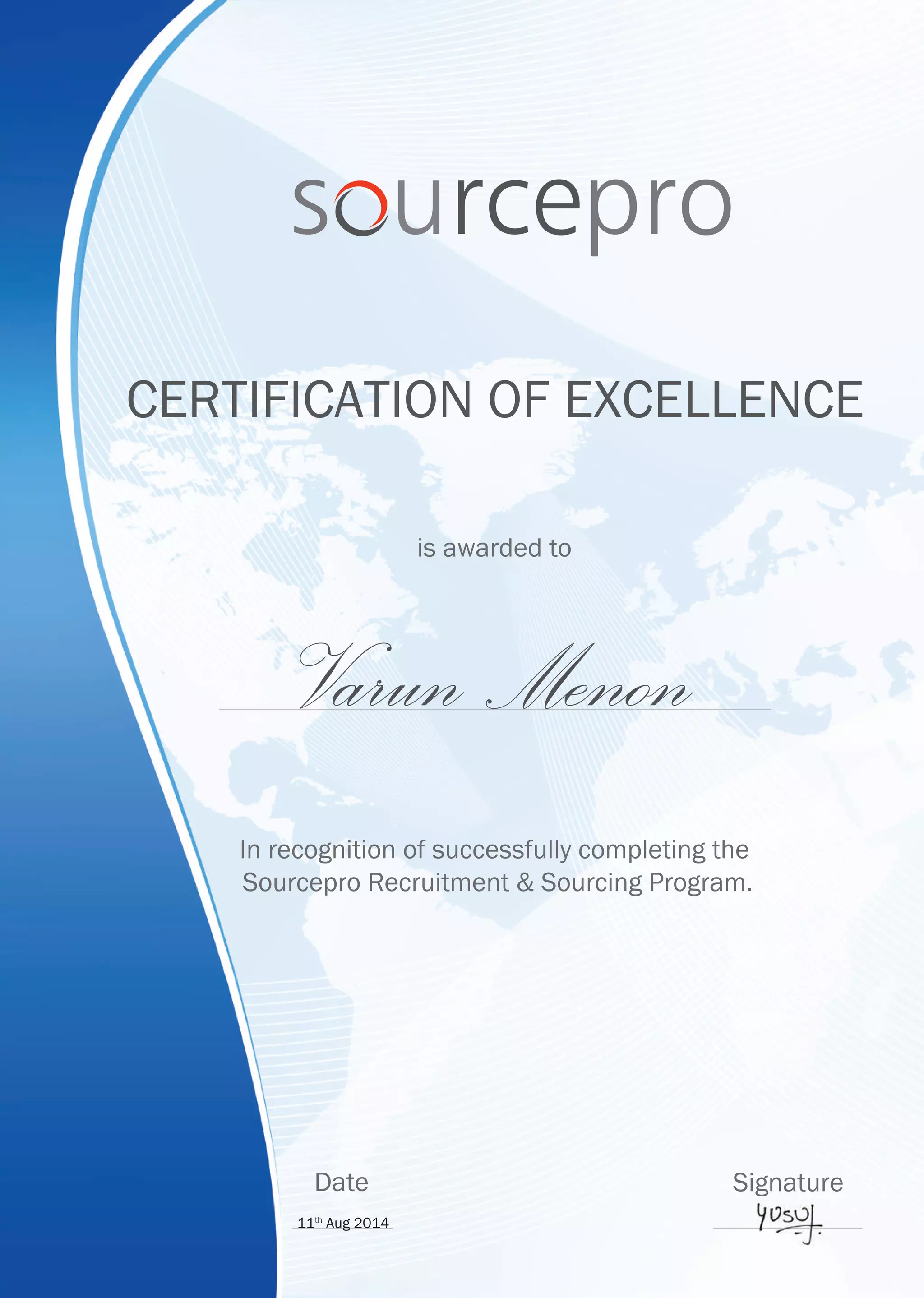 SourcePro Certificate | PDF