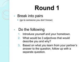 Speed Round Introduction speed networking intro | PPT