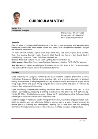 Surveyor Cv.pdf CV-SAJAN LAND SURVEYOR 15-07-15 | PDF