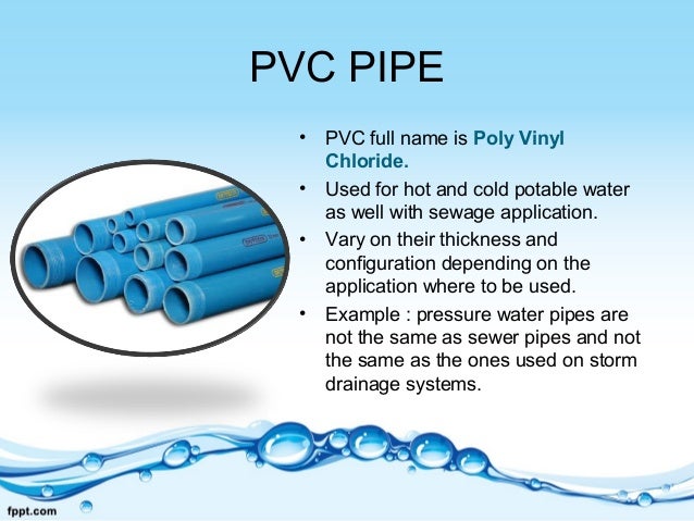 Water Supply Pipes Description