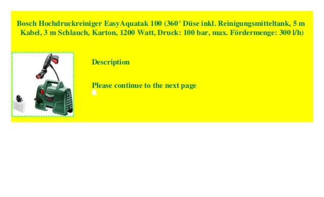 Bosch Hochdruckreiniger Easyaquatak 100 360 Duse Inkl Reinigungsm
