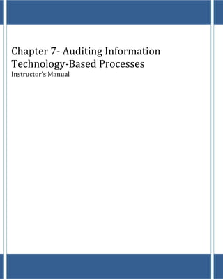 Chapter 7- Auditing Information
Technology-Based Processes
Instructor’s Manual
 