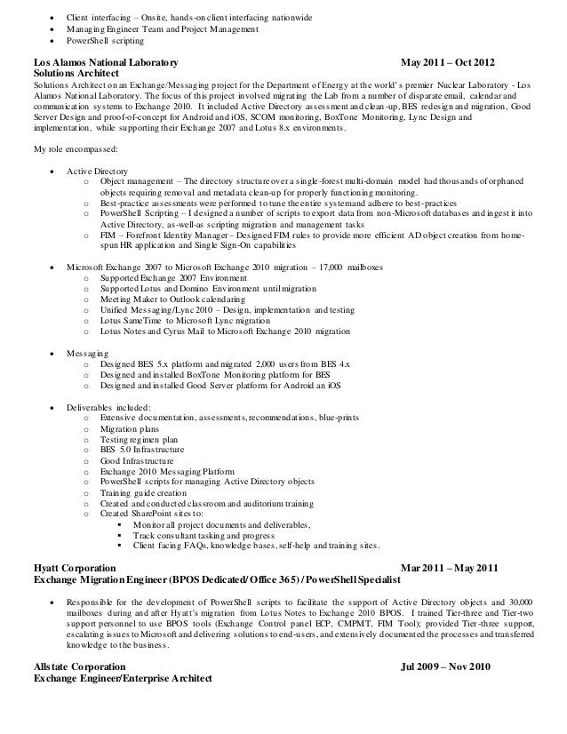 Active directory specialist resume