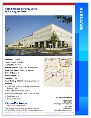 6855 Shannon Pkwy South sublease