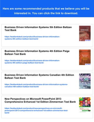 Business Driven Information Systems 6th Edition Baltzan Test Bank | PDF