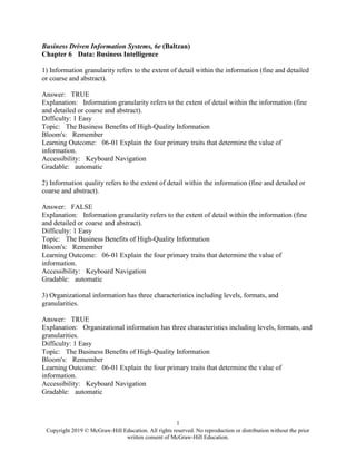 Business Driven Information Systems 6th Edition Baltzan Test Bank | PDF