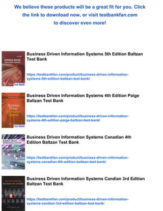 Business Driven Information Systems 6th Edition Baltzan Test Bank | PDF