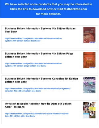 Business Driven Information Systems 6th Edition Baltzan Test Bank | PDF