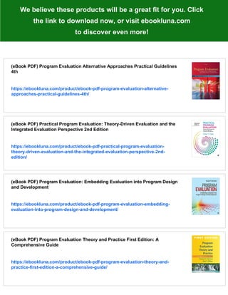 (eBook PDF) Handbook of Practical Program Evaluation 4th Edition | PDF