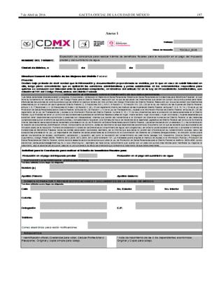 7 de Abril de 2016 GACETA OFICIAL DE LA CIUDAD DE MÉXICO 197
Anexo 1
 