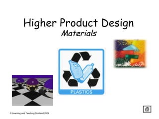 © Learning and Teaching Scotland 2006 Higher Product Design Materials 