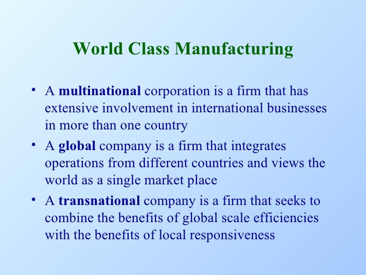 World Class Manufacturing World Class Manufacturing