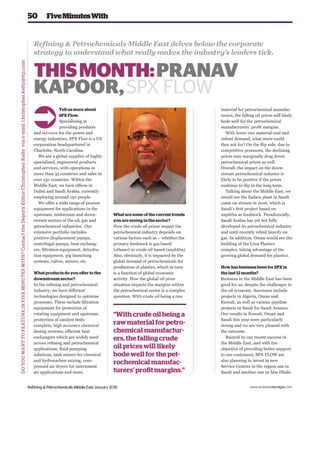 Refining and Petrochemicals Middle East  Interview with Pranav Kapoor
