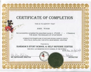 Stunt School Cert