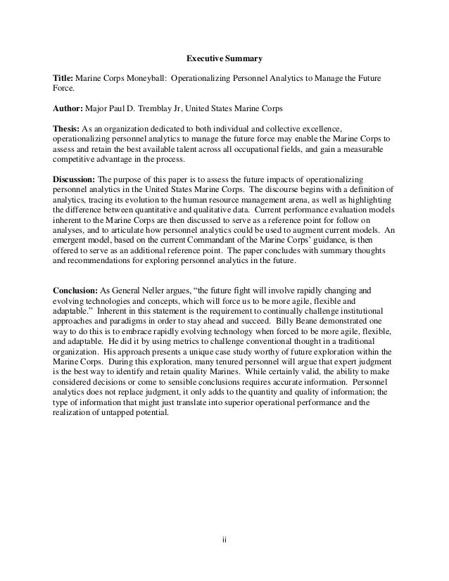 Marine Corps Moneyball Operationalizing Personnel Analytics to Mana…