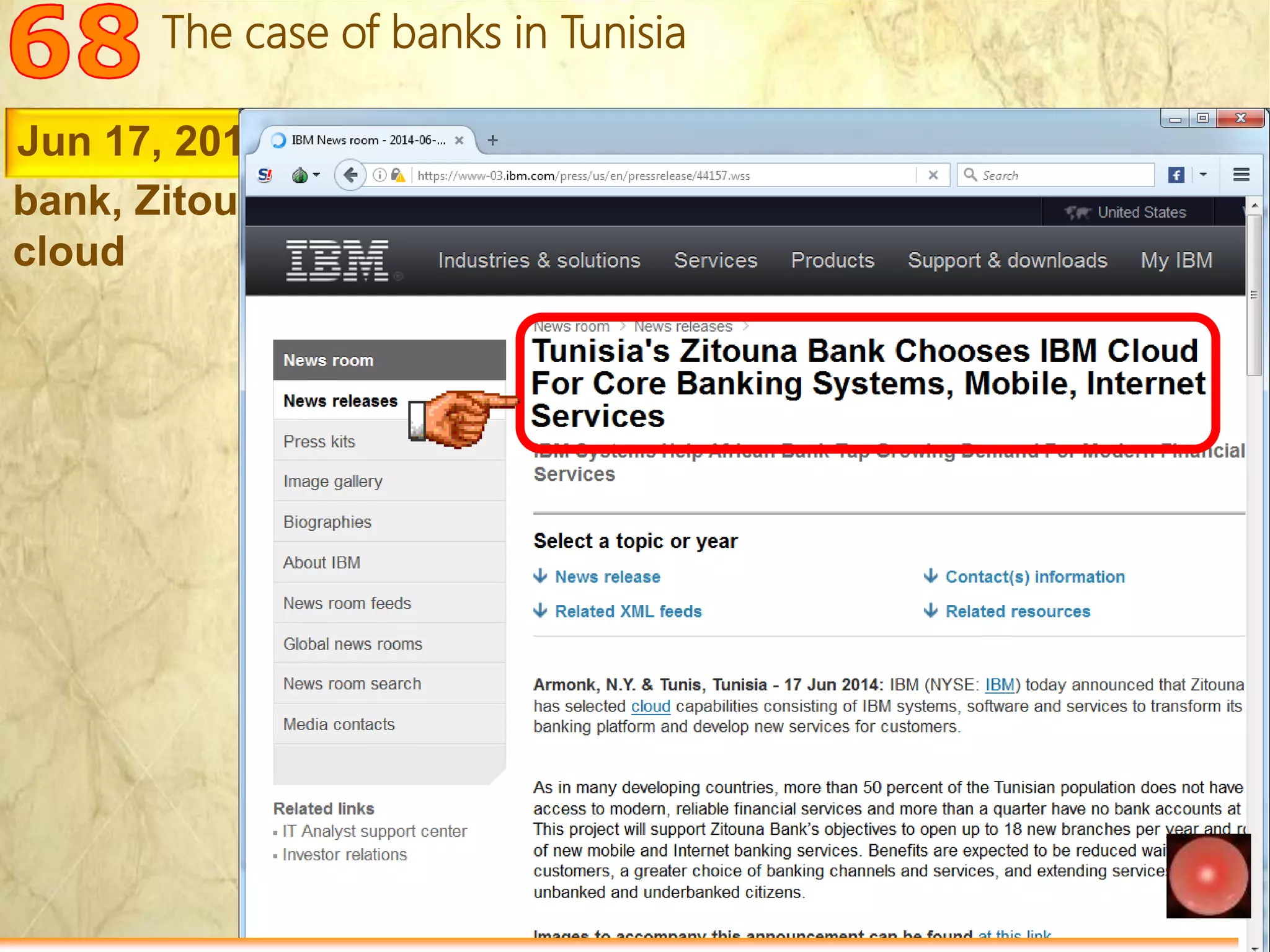 Mohamed Louadi, PhD – ISG-Tunis/MSB mlouadi@louadi.com
39
June 17, 2014 – A Tunisian
bank, Zitouna, adopts the
cloud
The case of banks in Tunisia
Jun 17, 2014
 