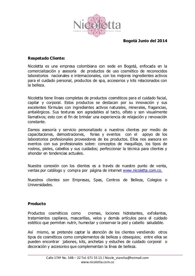 Carta Presentacion Nicoletta - Empresas