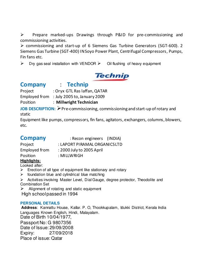 Senior rotating equipment engineer resume sample