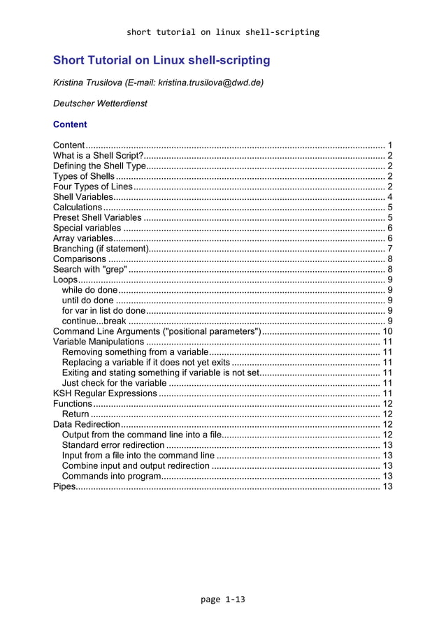 basic shell scripting syntex | PDF
