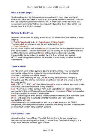 basic shell scripting syntex | PDF image.