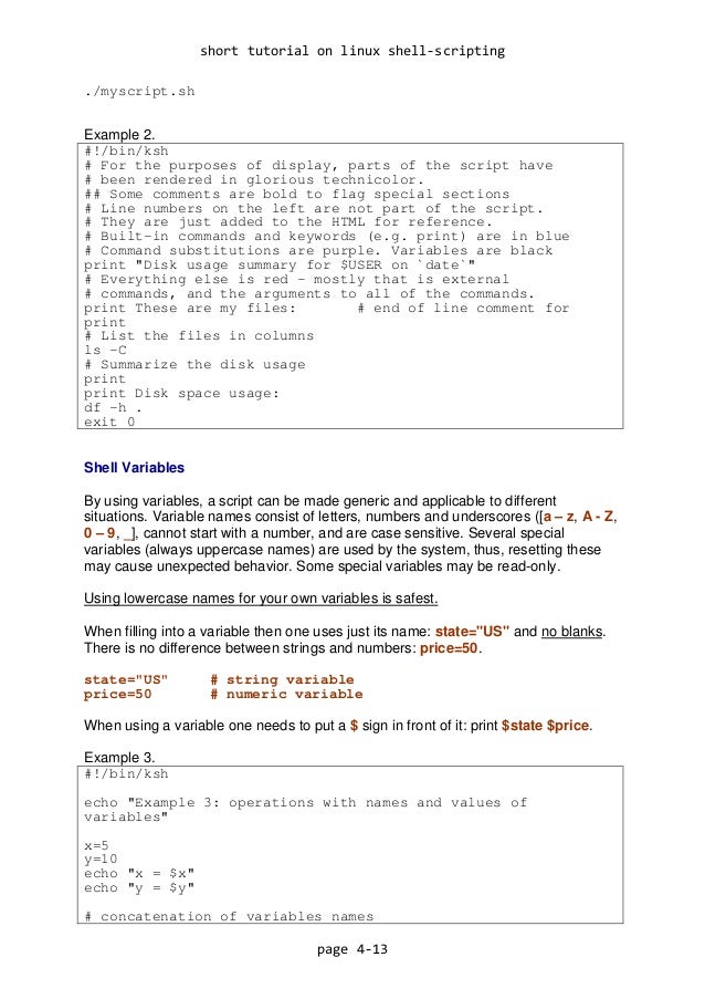 Basic shell scripting syntex