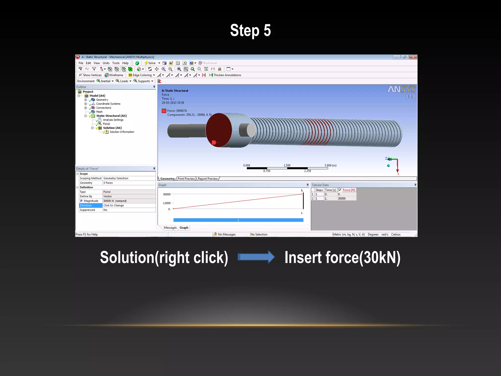 Step 5
Solution(right click) Insert force(30kN)
 