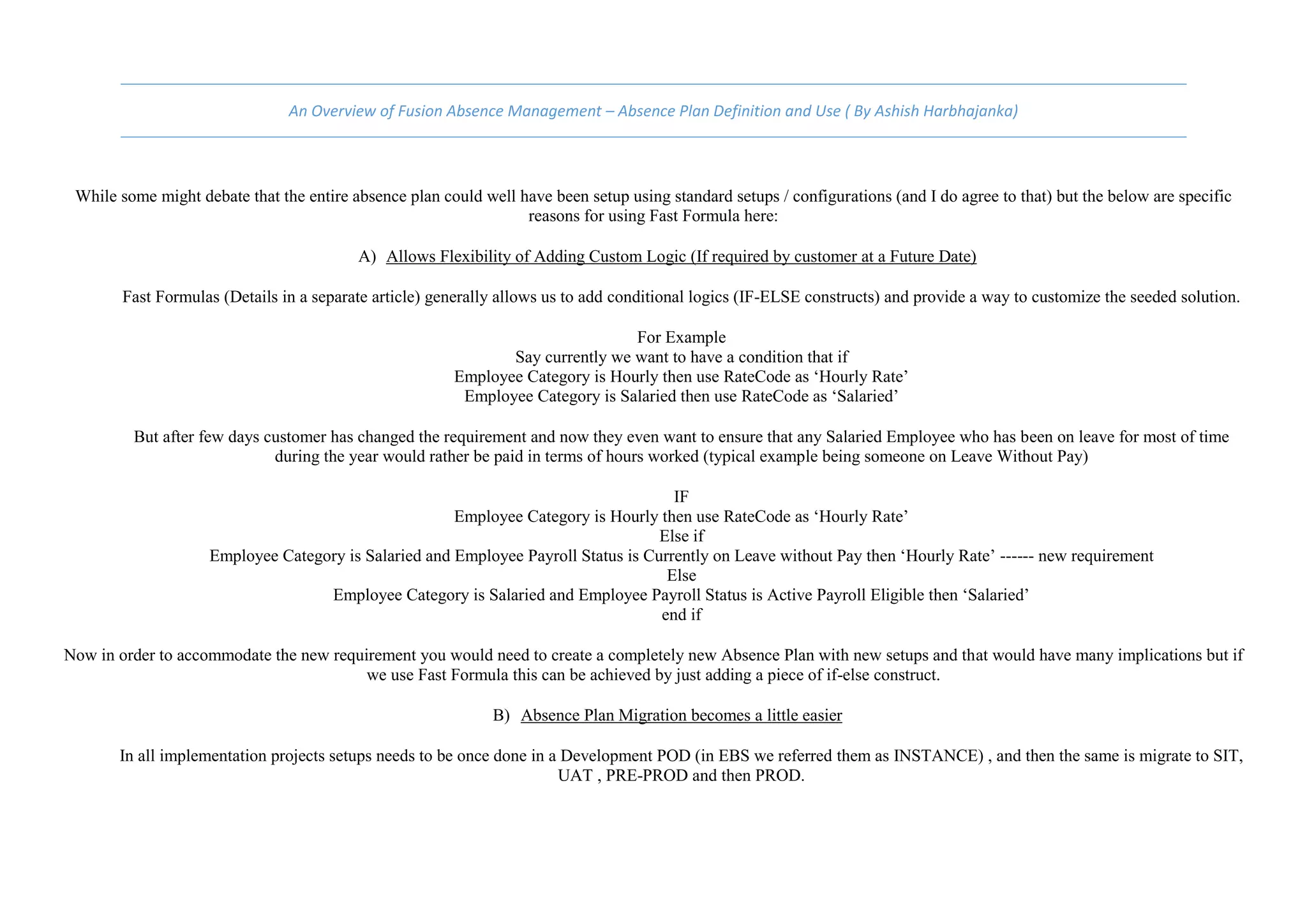 An Overview of Fusion Absence Management Absence Plan Definition and ...