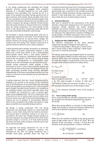 Design and Fabrication of Shock Absorber Compressor Spring | PDF