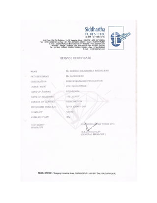 Service Certificate- STL