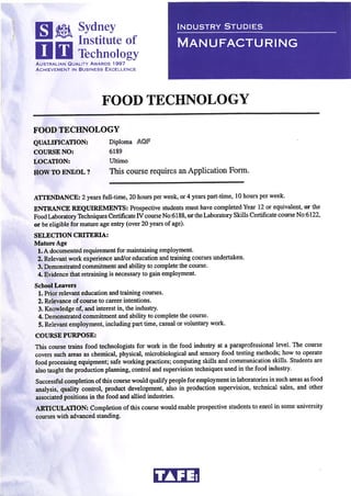 Food Tech Course Summary