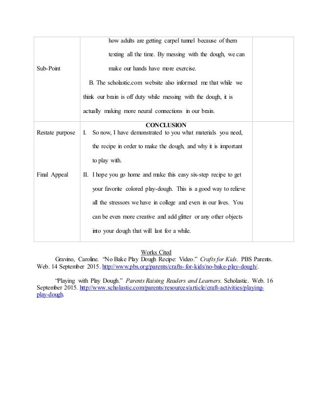 Demonstration speech on making play dough picture