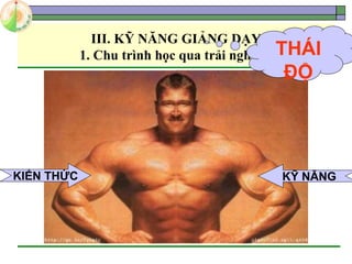 III. KỸ NĂNG GIẢNG DẠY
1. Chu trình học qua trải nghiệm
KIẾN THỨC KỸ NĂNG
THÁI
ĐỘ
 