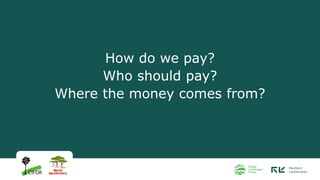 How do we pay?
Who should pay?
Where the money comes from?
 