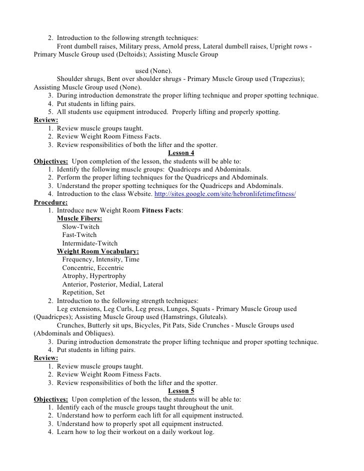 Lifetime Fitness Lesson Plan Form