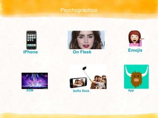 Psychographics
iPhone On Fleek Emojis
EDM Selfie Stick. App
 