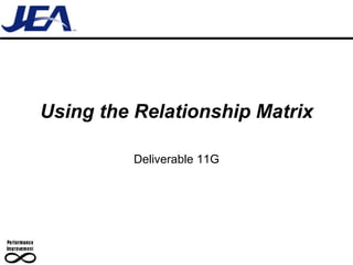Using the Relationship Matrix Deliverable 11G 