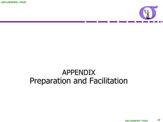 UNCLASSIFIED / FOUO




                               APPENDIX
                      Preparation and Facilitation



                                                 UNCLASSIFIED / FOUO   52
 