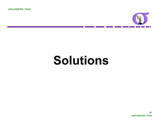UNCLASSIFIED / FOUO




                      Solutions


                                                  86
                                  UNCLASSIFIED / FOUO
 