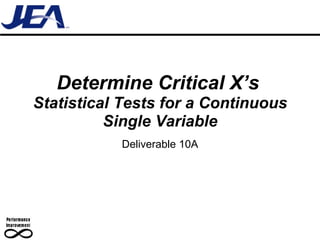 Determine Critical X’s   Statistical Tests for a Continuous Single Variable Deliverable 10A 